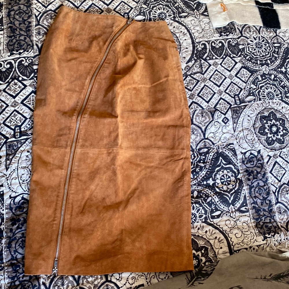 Beautiful suede copper color lined leather skirt